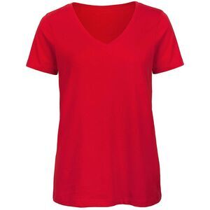 B&C Womens/Ladies Favourite Cotton V-Neck / Red